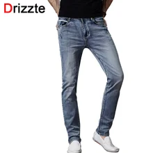 Drizzte Марка Мужские Джинсы Модные Натяжные Синий Серые Джинсы Мужчин Slim Fit джинсы Брюки Брюки Размер 30 32 34 35 36 38 40 42 жан