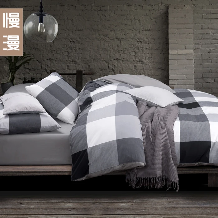 Textile 100 full cotton yarn dyed check duvet cover bedspread bed
