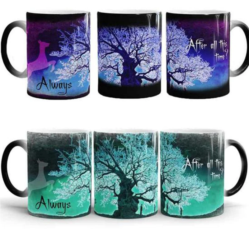 

Harry Porter Magic Mugs After All This Time Always Mysterious Purple Green Life Tree Fly Deer Color Changing Cups Creative Gifts