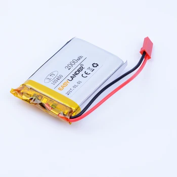 

JST Connector 3.7V 2000mAh Rechargeable li-Polymer Li-ion Battery For GPS MP3 mp4 SPeaker PAD Power toyS plug 103450