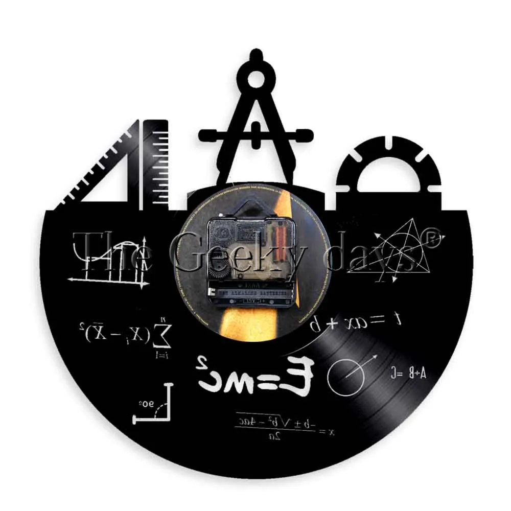 1 шт. светящиеся математические настенные часы школьное образование Виниловая пластинка настенные часы инженерные декоративные часы математические часы