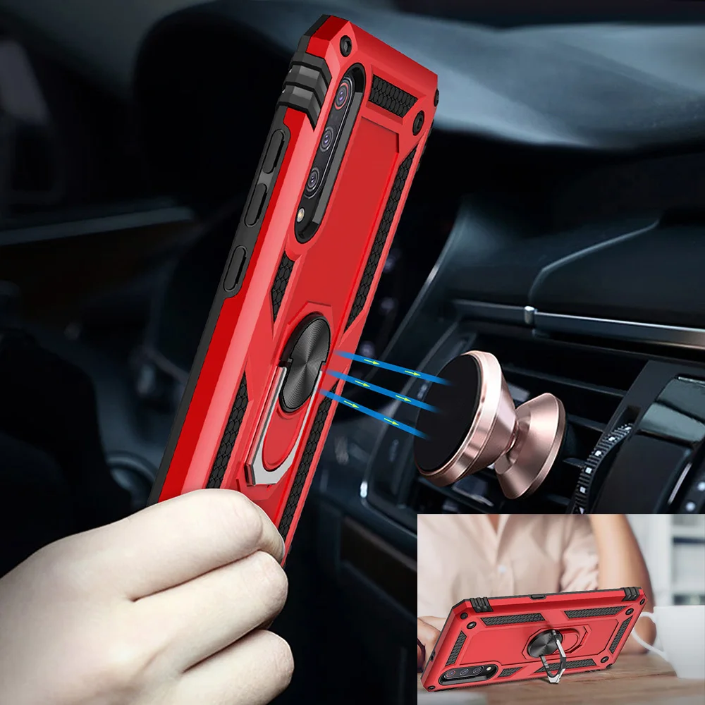

For Xiaomi Mi 9 SE Case mi 9T Pro Hybrid Silicone PC Rugged Armor Metal Finger Ring Holder Xiomi Xiaomi mi9 t se pro Phone Cover