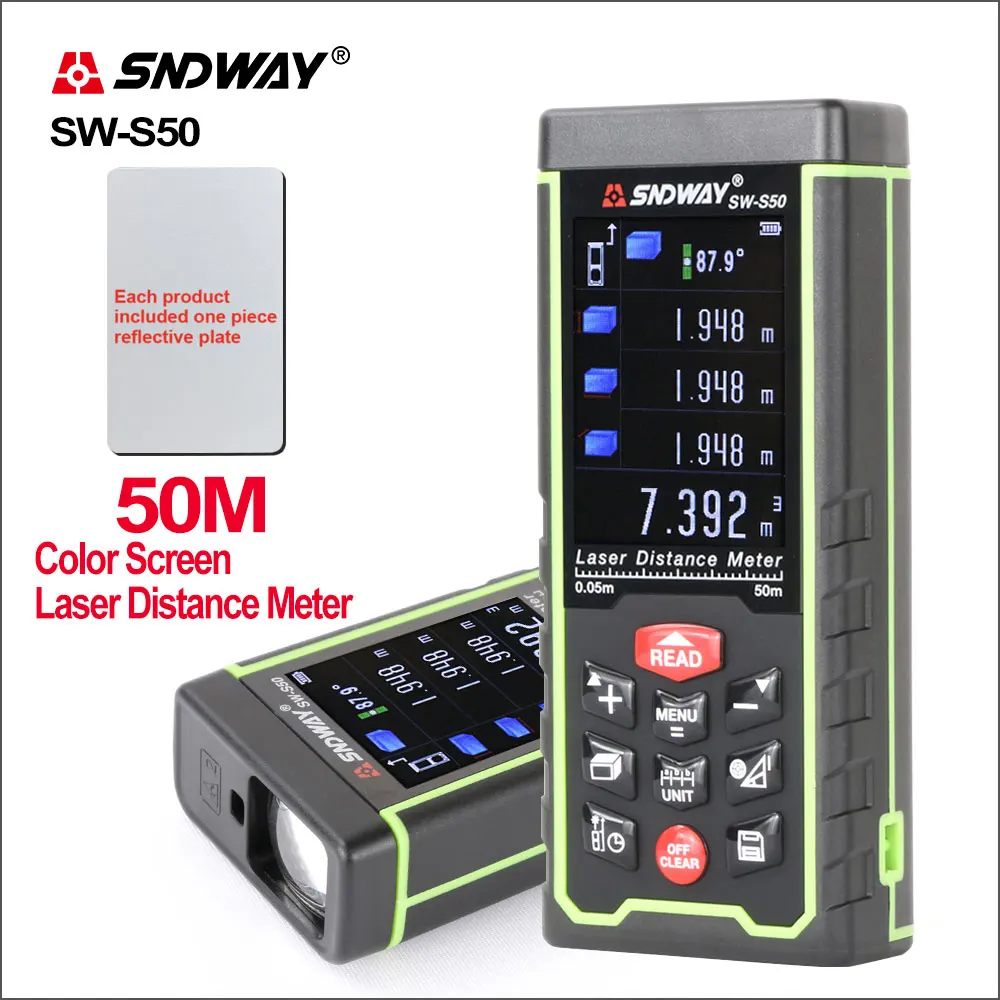 SNDWAY Range Flinder Digital Laser Distance Meter Colorful Screen Range Finder Rangefinder Laser Measure Tape SW-S50/70/100 SNDWAY Range Flinder Digital Laser Distance Meter Colorful Screen Range Finder Rangefinder Laser Measure Tape SW-S50/70/100