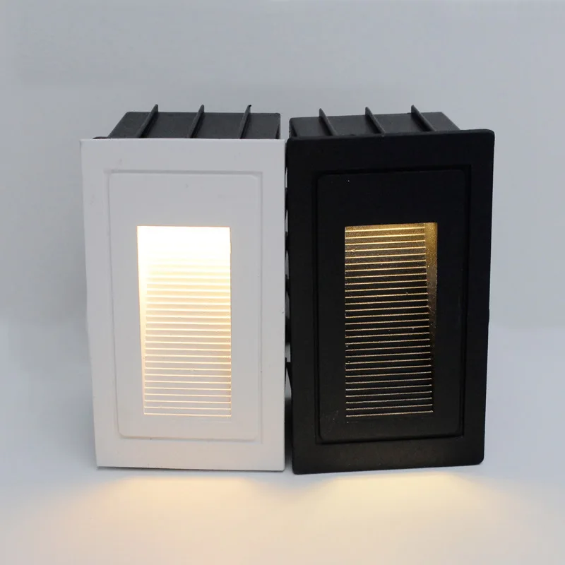 Apextech Outdoor Wall Lamp LED Step Lights Embedded Deck Pathway Yard Stair Light Recessed Corridor Wall Lamp White Black