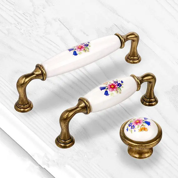 3.75'' 5'' Antique Bronze White Ceramic Flower Door Handles Cabinet Pulls Dresser Knob Hardware Rustic Kitchen Handles and Knobs 3.75'' 5'' Antique Bronze White Ceramic Flower Door Handles Cabinet Pulls Dresser Knob Hardware Rustic Kitchen Handles and Knobs