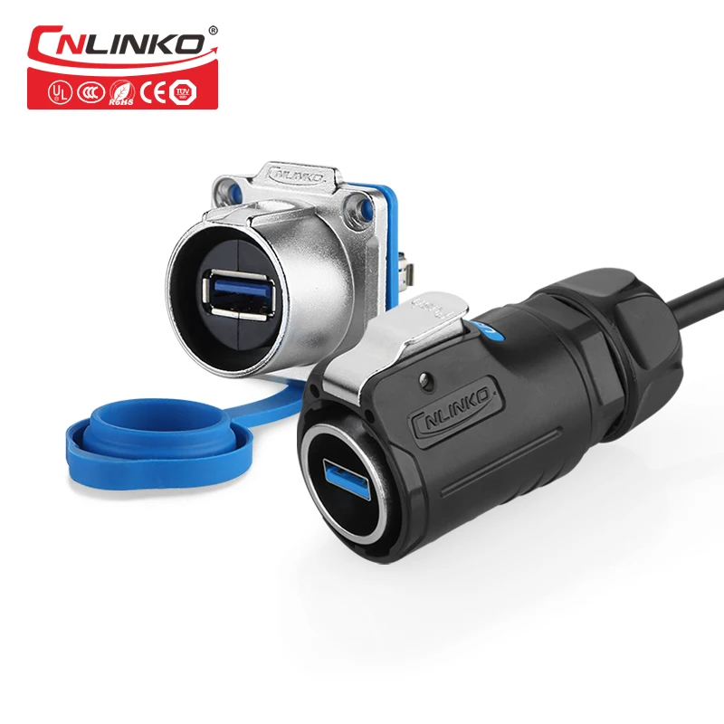 Cnlinko LP24 Series PBT Plastic Shell Ethernet RJ45 USB3.0 And Optical Fiber Panel Mount Multiple Signal Waterproof Connector