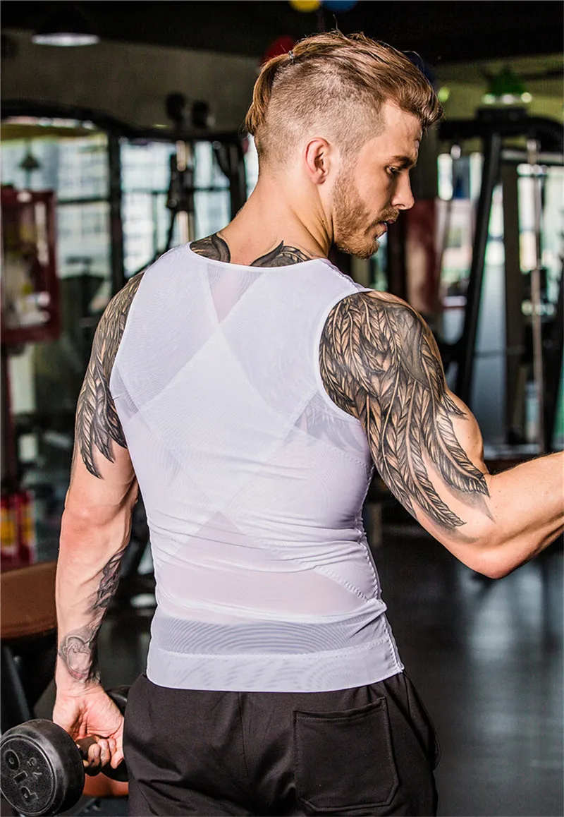 Fashion Mens Shapewear Slimming Girdle Belly Zipper Vest Male Body