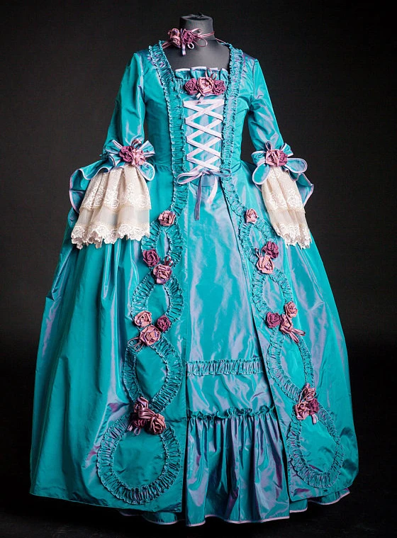 

CUSTOM Rococo Marie Antoinette Gown Dress Gorgeous Colonial 18th Century Taped Evening Gown