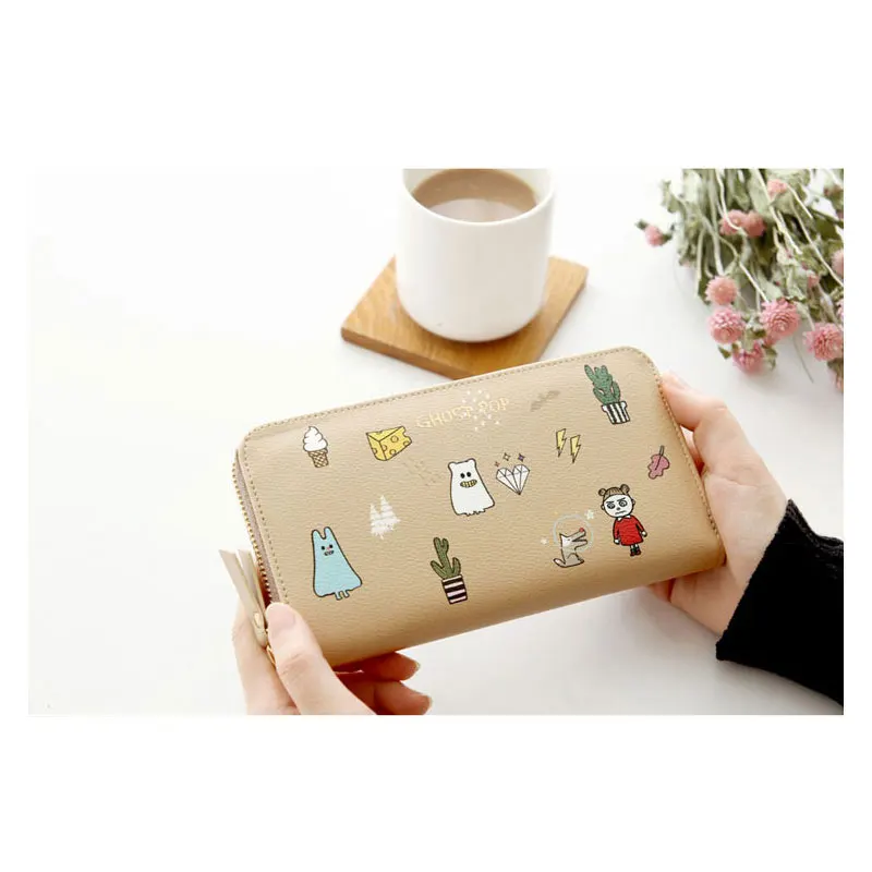 

Cute Cartoon Character Printing PU Leather Women Wallet Zipper Long Purse Ladies Casual Clutch Wallet