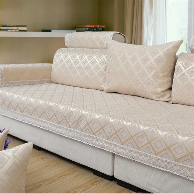 Modern Brief Plaid Sofa Covers Chenille Jacquard Fabric Cover On Modern Brief Plaid Sofa Covers Chenille Jacquard Fabric Cover On Sofas Flocked Cushion Couch Universal