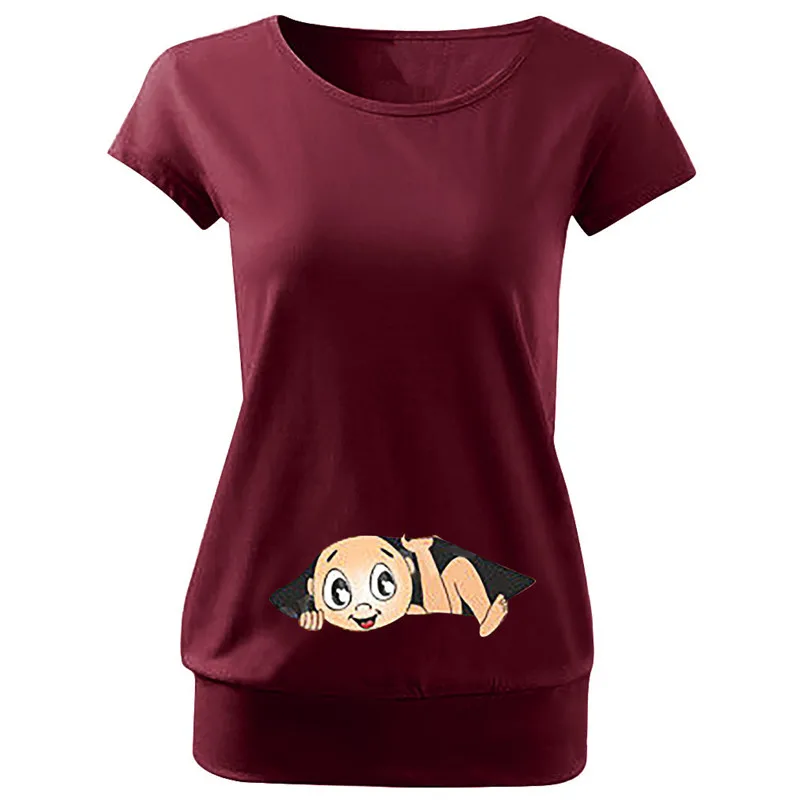 shirt Забавная футболка больших размеров с забавным принтом для малышей, футболки для беременных, футболки для беременных, одежда для кормящих мам, футболки для беременных 4JJ - Цвет: shirt