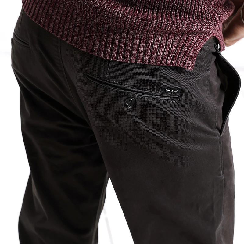 SIMWOOD повседневные штаны для мужчин 2019 Весна Новая мода Slim Fit мотобрюки плюс
