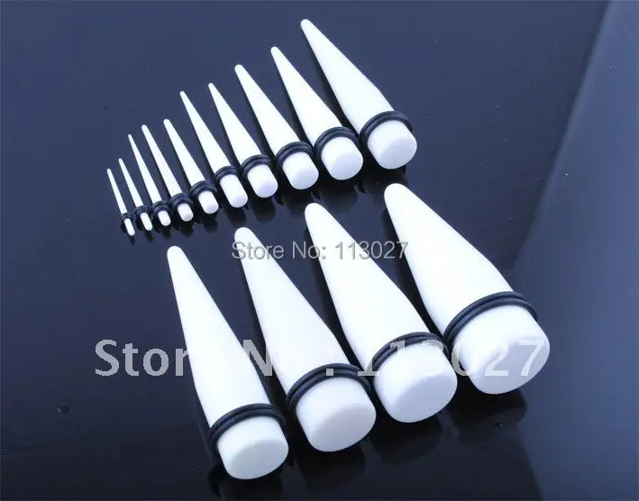 

Ekoo Body Jewelry Big Gauges White Acrylic Ear Expander 14mm-25mm Lot of 30 pcs