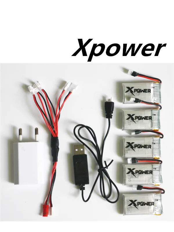 Lipo battery 3.7v 800mAh Xpower and USB charger with plug for syma X5C-1 X5C V391 Cheerson CX-30 CX-30w RC Quadcopter Part 5pcs | Игрушки и