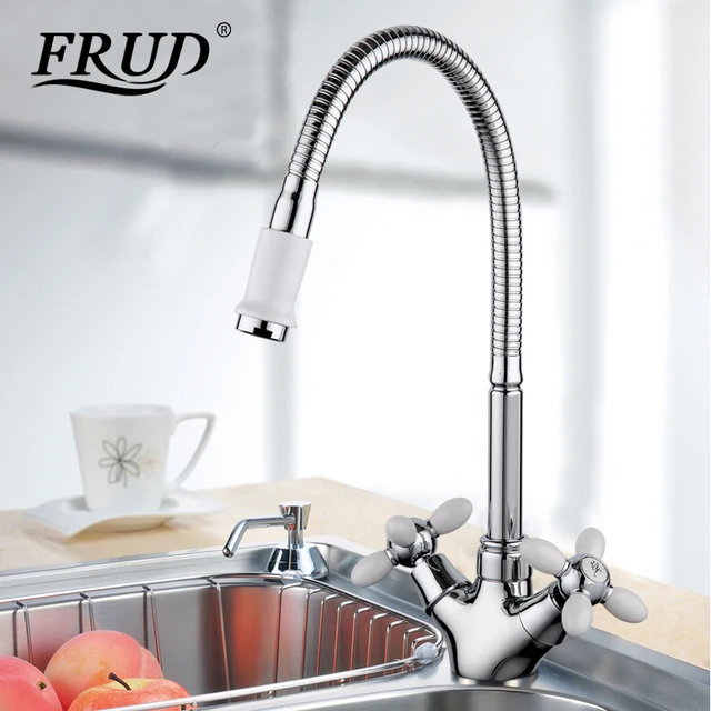 Special Offers Frud Solid Kitchen Mixer Cold and Hot flexible Kitchen Tap Single lever Hole Water Tap Kitchen Faucet Torneira Cozinha R43127-9