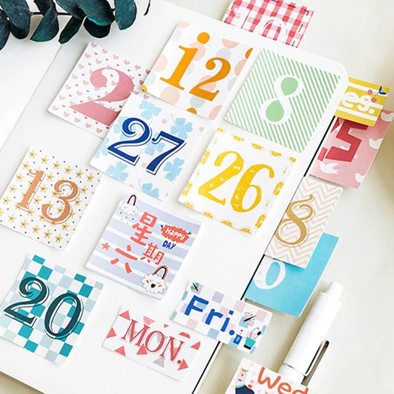 

45pcs/box Creative Cute Daily Date Number Paper Sticker Scrapbooking Stick Label Diary Planners Album Stationery Stickers