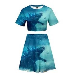 Godzilla2 King of Monsters Новый трендовый комплект из двух предметов Женская мода лето новый женский модный Повседневный классный летний модный
