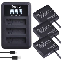 Tectra 3 шт. 1200 мАч 3,8 в аккумулятор для камеры+ светодиодный 3 слота USB зарядное устройство для SJCAM SJ8 серии SJ8 Air SJ8 Plus SJ8 Pro