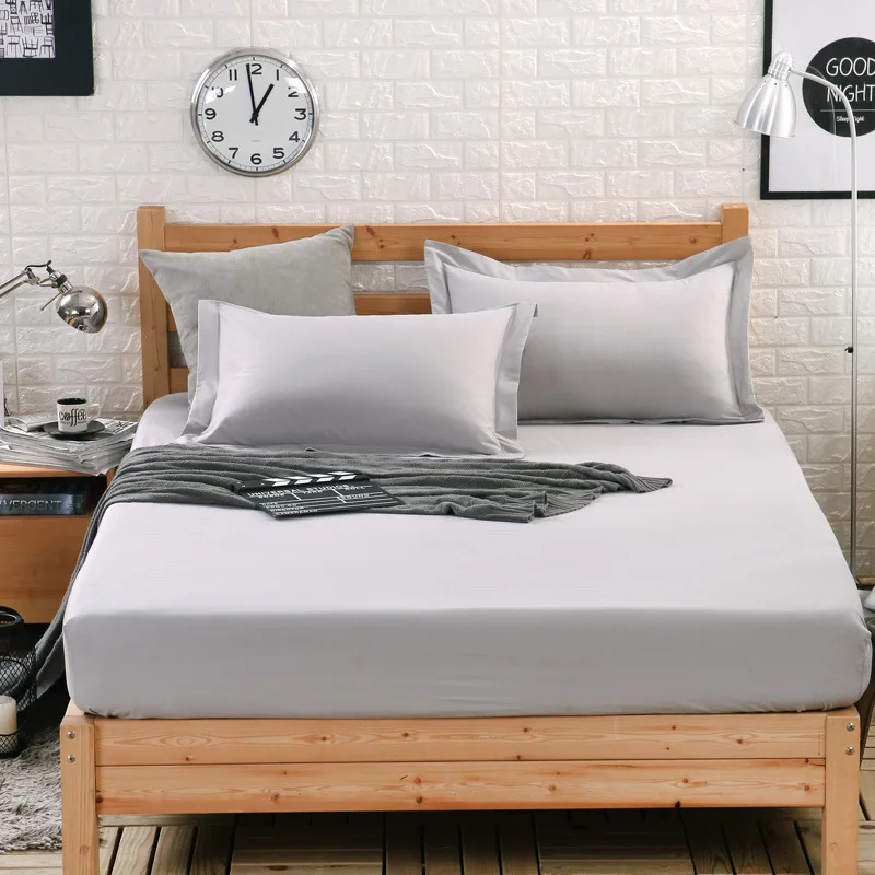 

Air-Permeable 100% Cotton Mattress Cover Solid Color Anti Dust Mite Fitted Sheet Home Mattress Protector (without Pillowcase)