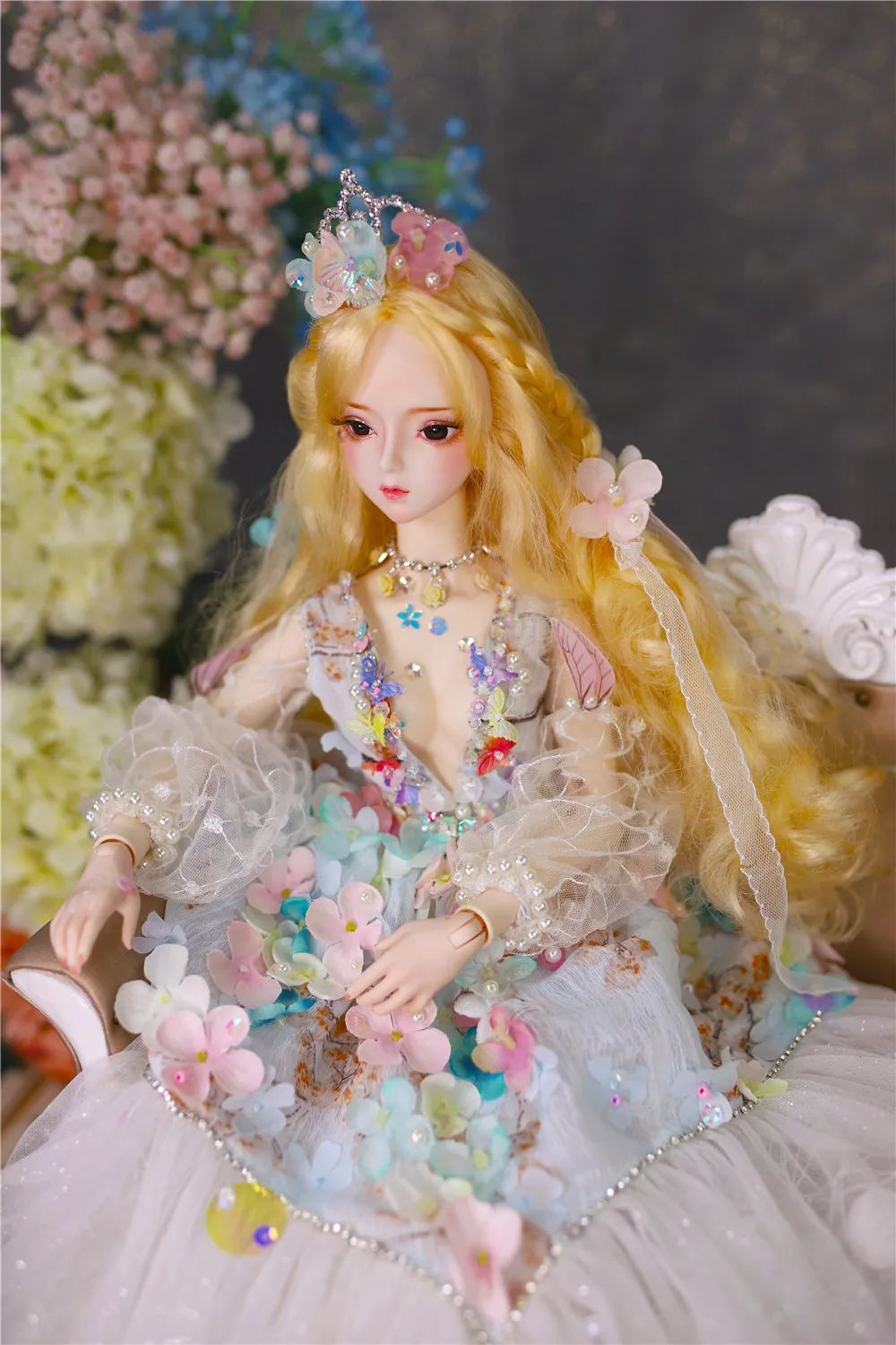 Dream Fairy 1/3 bjd кукла 62 см, кукла на заказ, Золотая одежда для волос, обувь, корона, подарок для девочки