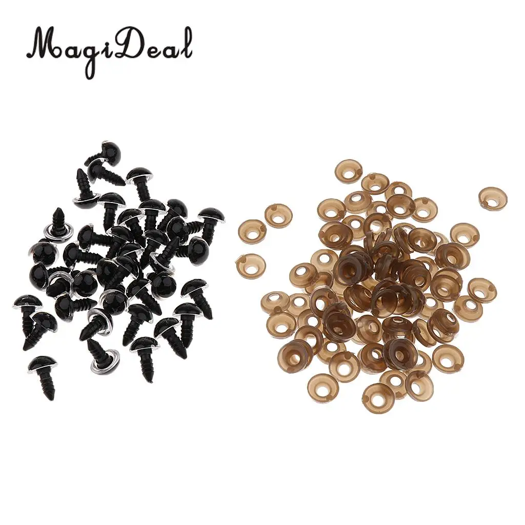 MagiDeal Hot Sale 100 Pieces Plastic Safety Eyes with BACKS for Bear Doll DIY Manufacture Craft 8mm 12mm Clear
