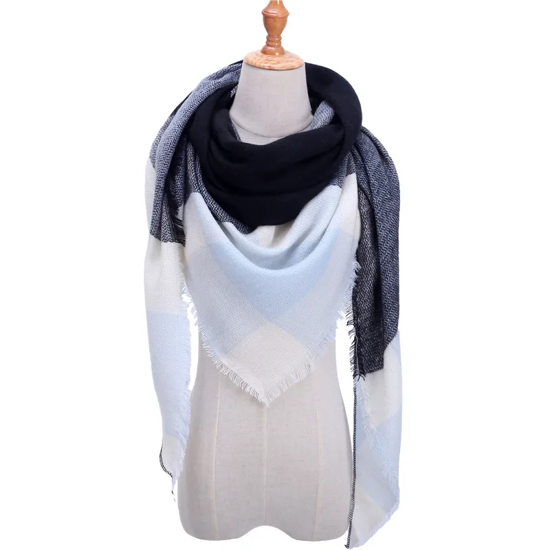 LaMaxPa Модный зимний теплый клетчатый треугольный шарф для женщин/леди одеяло пашмины шаль длинный кашемировый женский кашне, накидки