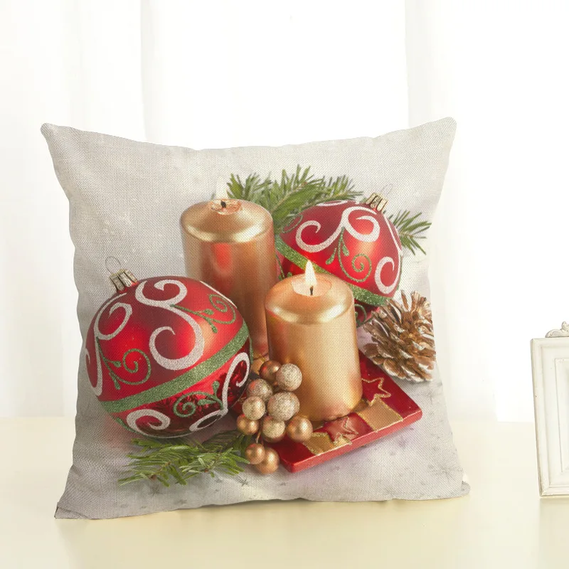 Рождественские украшения для дома квадратный льняной Чехол Подушка Рождественский подарок украшение наволочка Рождественский шар узор