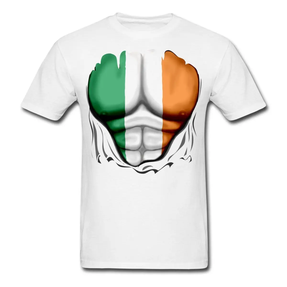 Ireland Flag Ripped Muscles Men's T Shirt T Shirt Casual Short Sleeve