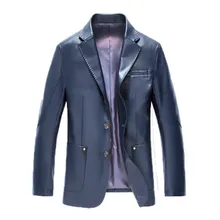 Хит, новинка, весна, осень, мужской костюм, воротник, искусственная кожа, модный, деловой, кожаный, мужской, однобортный, пальто, куртка, размер M-3XL