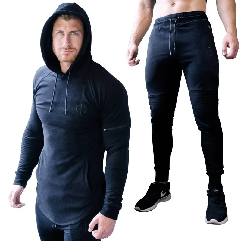 

High quality Brand Gyms New Men's Sets 2018 Fashion Sportswear Tracksuits Sets Men's Hoodies+Pants casual Outwear Suits