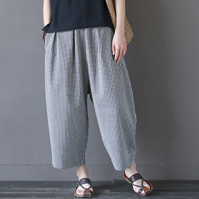 Trousers for Women 2019 Summer Autumn Classic Plaid Loose