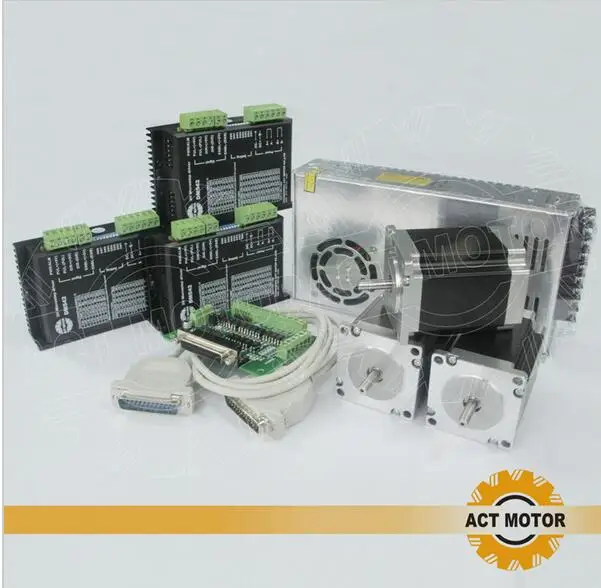 

ACT Motor 3Axis Nema23 Stepper Motor 23HS8630 Single Shaft 6-Lead 270oz 76mm 3A+Driver DM542 4.2A 50V+Power CNC Router Medical