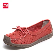 WeiDeng/Повседневные лоферы; женская обувь из натуральной кожи на плоской подошве без застежки; дышащая обувь на плоской подошве со шнуровкой; сезон лето года; Gommino