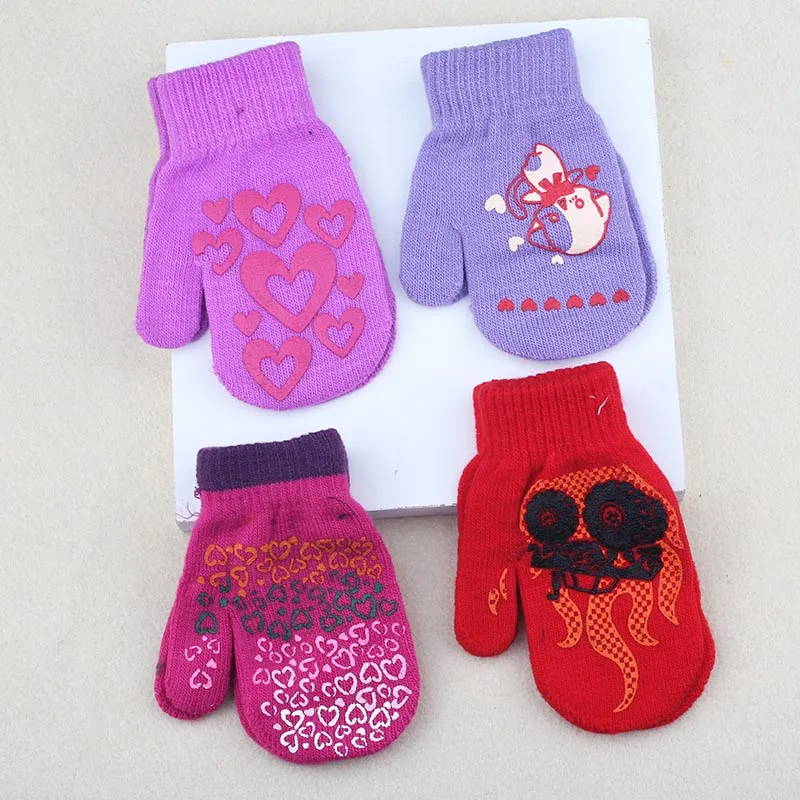 Зимние теплые перчатки, детские вязаные варежки, Детские однотонные перчатки для мальчика, стрейч, рождественский подарок для мальчиков 14 см