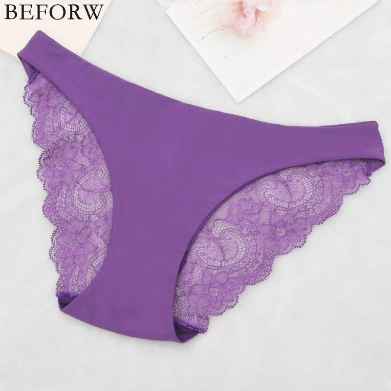 Beforw Women S Sexy Lace Ice Silk Panties Seamless Panty Briefs