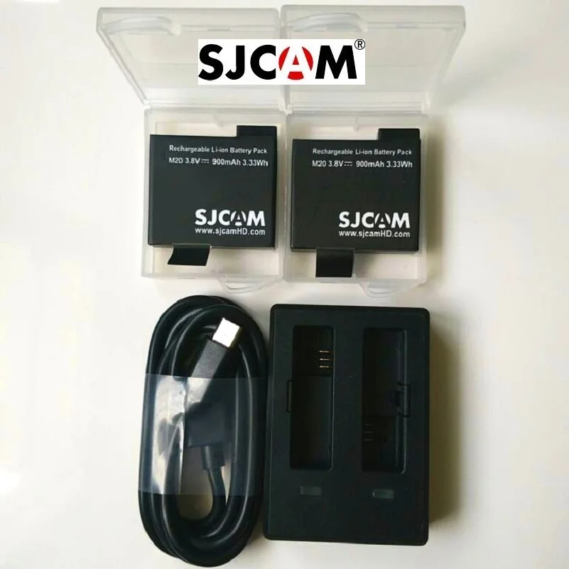 Free Shipping!!100% Original SJCAM 900mAh Backup Rechargable Li-on Battery and Charger and case For SJCAM M20 WiFi Sports Camera