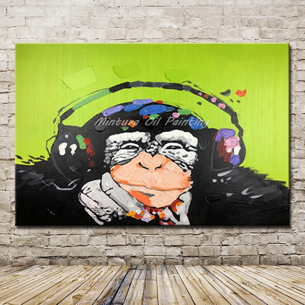 

Mintura Art Hand Painted Gorilla Animal Oil Paintings For Living Room Wall Decor Wall Art Picture Canvas Painting No Frame
