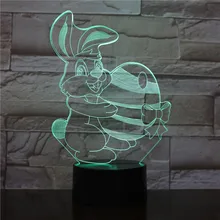 Table Lamp Bedroom Cute Bunny Cartoon Decoration RGB Touch Sensor Children Kids Gadget Gift Easter Rabbit Night Light LED Hare easter gift usb silica led cartoon night light