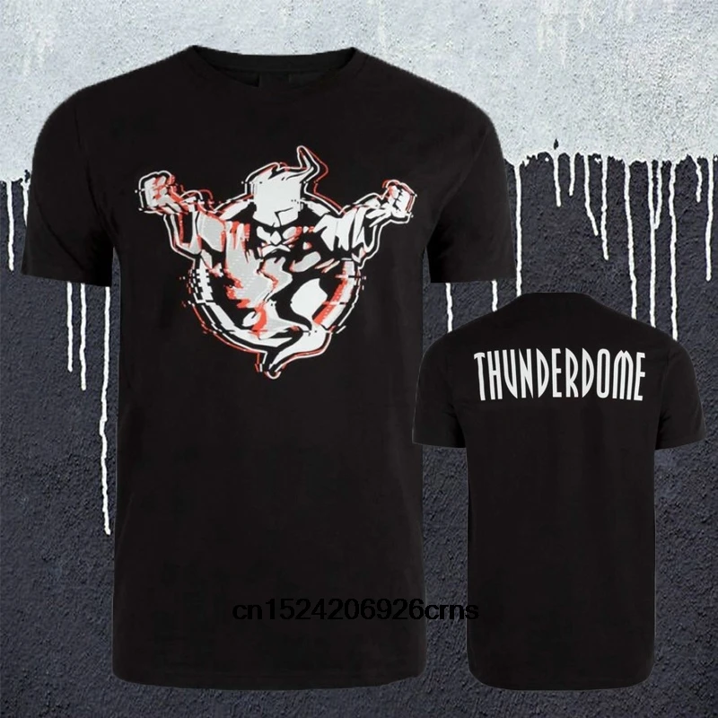 

New Fashion Thunderdome Logo Mens T-shirt Hardcore Techno and Gabber 2 Sides Printed Short Sleeve Tee Shirt Black