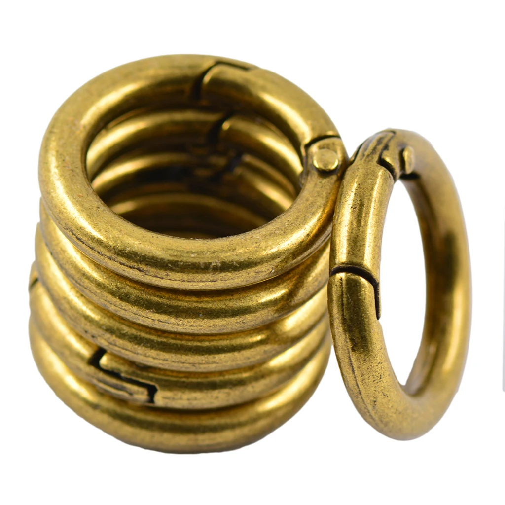 6Pcs Alloy Backpack Plated Alloy Round Spring Snap Hooks Clip Keychain Hanging Crafts Camping Handbag  Ring