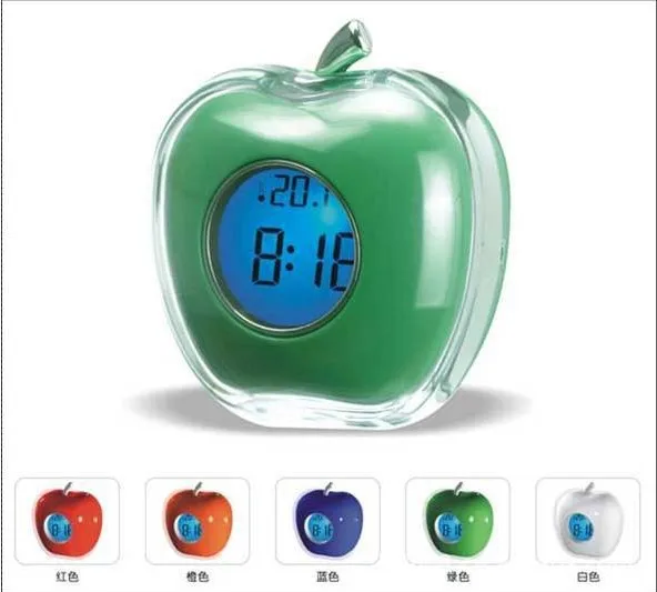 Apple shape promotional LCD display alarm clock talking clock different