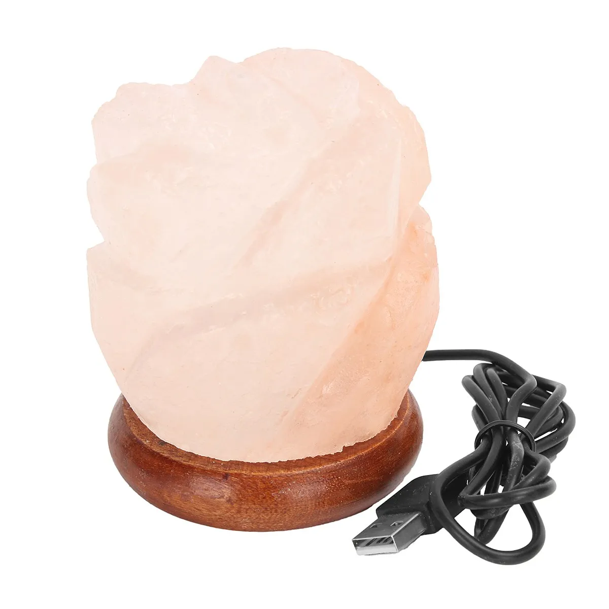 

Colorful Salt Lamp Air Purifier Crystal Night Light Wooden Base USB Powered Table Desk Light Bedside Home Decor Gift