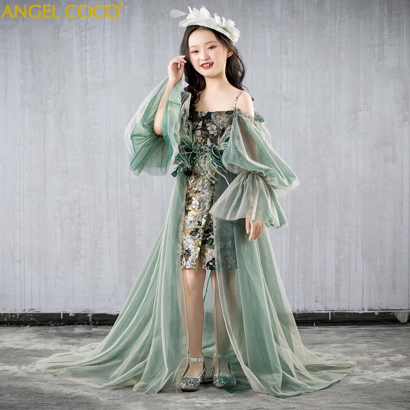 

2019 Kids Girls Elegant Wedding Flower Girl Dress Princess Party Pageant Formal First feast elegant princess evening gown 4 14 Y