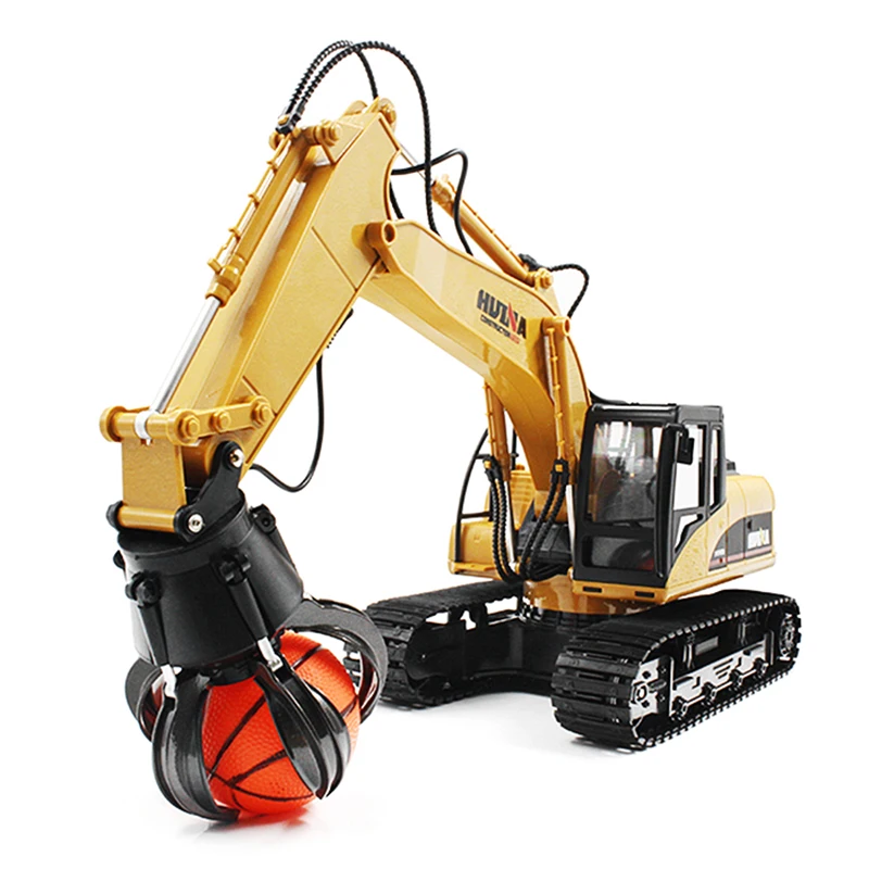 RC Truck Toys 1:14 16CH RC Alloy Ball Grabber Engineering Trucks RTR 680-Degree Rotation Movable Stick Boom Claw LED Light Car