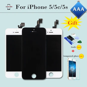 100% Check&Test AAA LCD Display for iPhone 5 5c 5s Touch Screen Complete Digitizer Assembly Replacement Black/White+2 Free Gifts