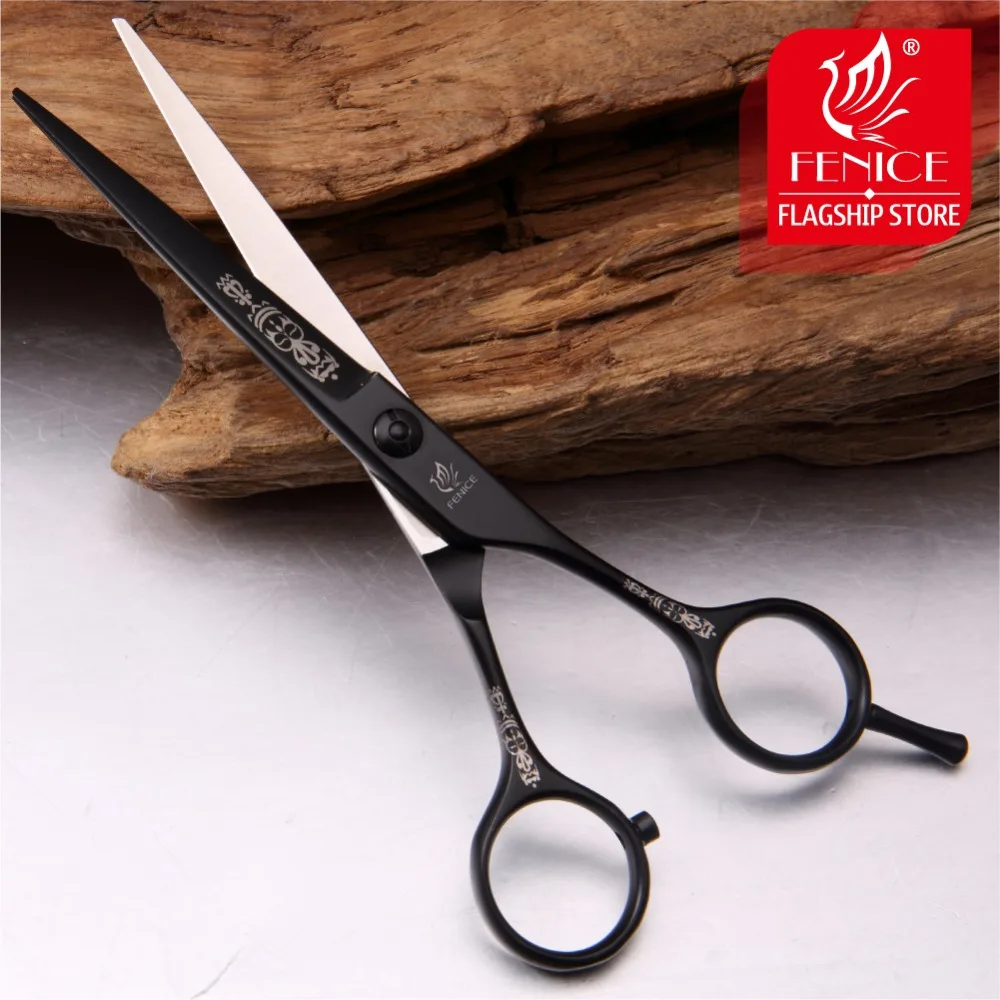 New design salon shears 6inch Hair cutting straight scissors 6inch surface teflon black