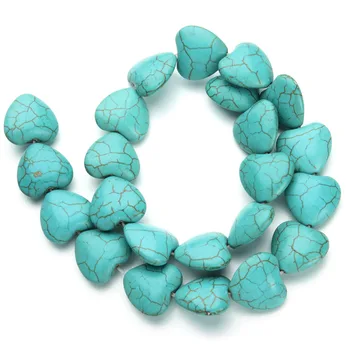 

23pcs/pack 1.8CM*1.6CM Natural Blue Created Heart Pattern Loose Beads Stones Beading Jewelry Making DIY Necklace F1179
