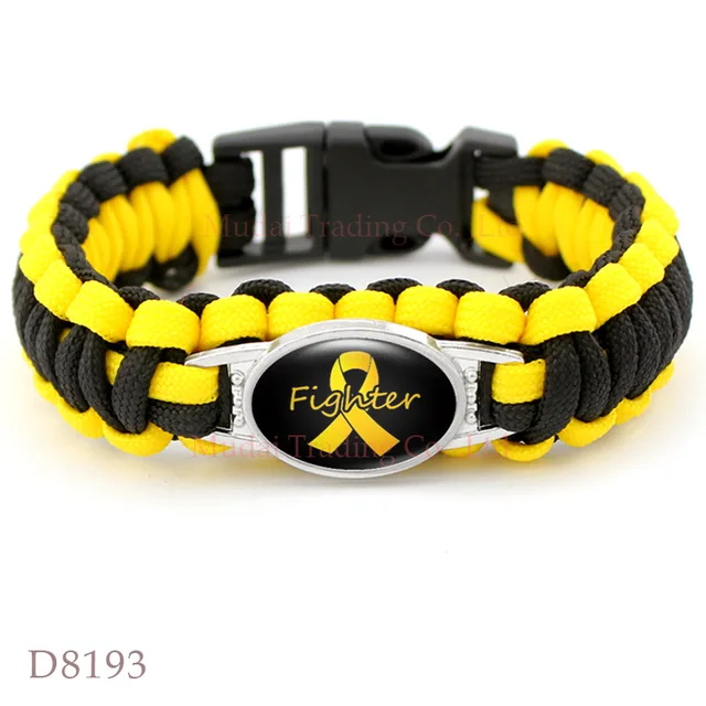 10 Pcs Lot Yellow Awareness Hope Ribbon Paracord Bracelet Fighter 10 Pcs Lot Yellow Awareness Hope Ribbon Paracord Bracelet Fighter Bladder Liver Cancer