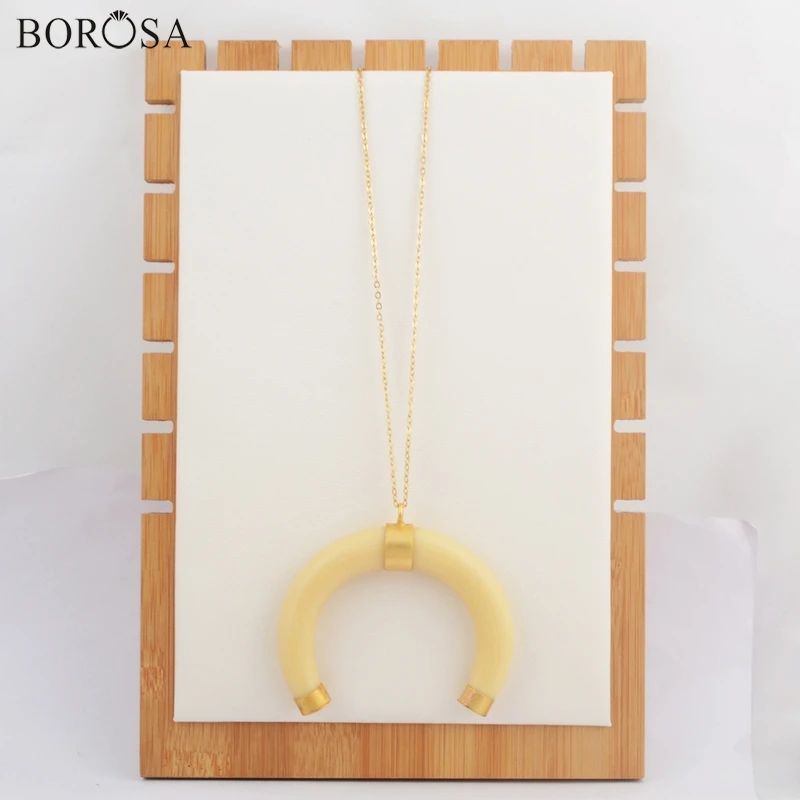 BOROSA 1 шт большой бычий рог золотой окунутый Желтый Смола Шарм кулон для ожерелье с