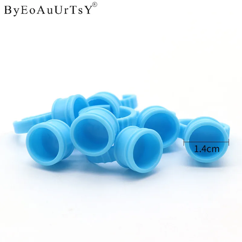 100pcs Plastic White Blue Eyelash Extension Glue Cups Ring for Eyebrow Permanent Makeup 6 Size Holders Container Tools           (35)